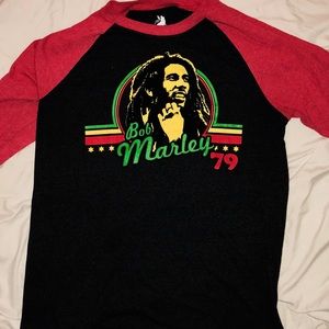 (SOLD)Men’s M Bob Marley Red&Blk Baseball t-shirt